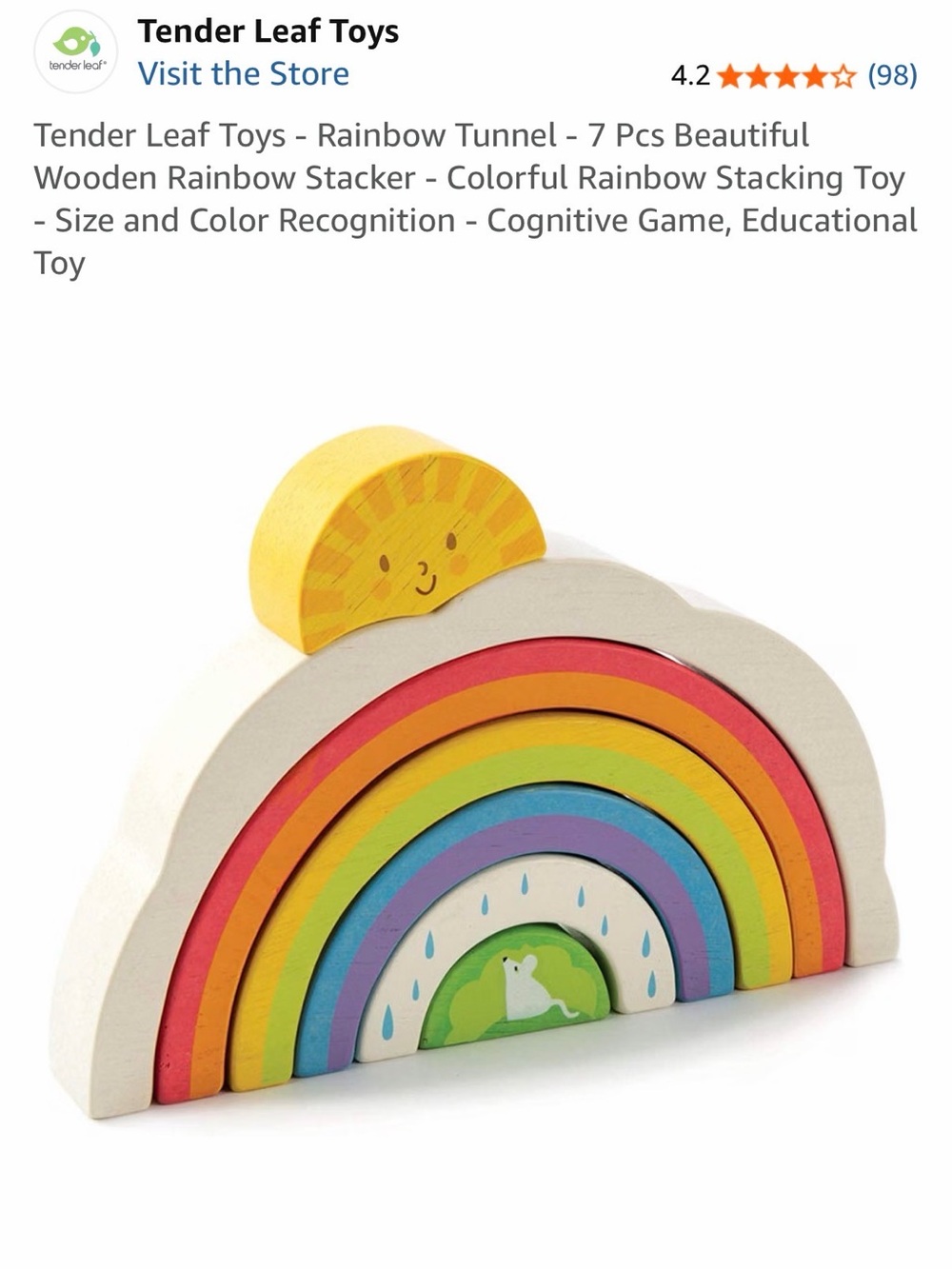 Tender Leaf Wooden Rainbow Stacker Toy
